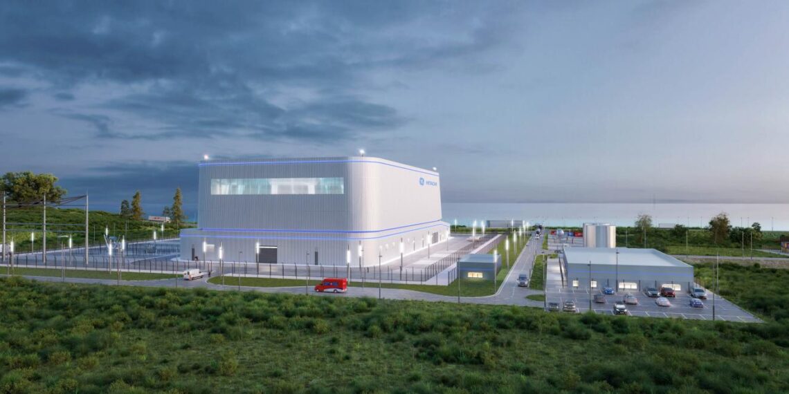 Selline võiks välja näha Fermi Energia plaanides olev Hitachi 300 megavatise moodulreaktoriga tuumajaam. Allikas: Fermi Energia