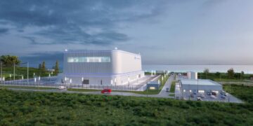 Selline võiks välja näha Fermi Energia plaanides olev Hitachi 300 megavatise moodulreaktoriga tuumajaam. Allikas: Fermi Energia