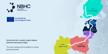 Vesinikukoridor. Aastaks 2040 prognoositakse, et koridor suudab igal aastal transportida kuni 2,7 miljonit tonni taastuvvesinikku riikidesse oma marsruudi ääres. Allikas: Elering